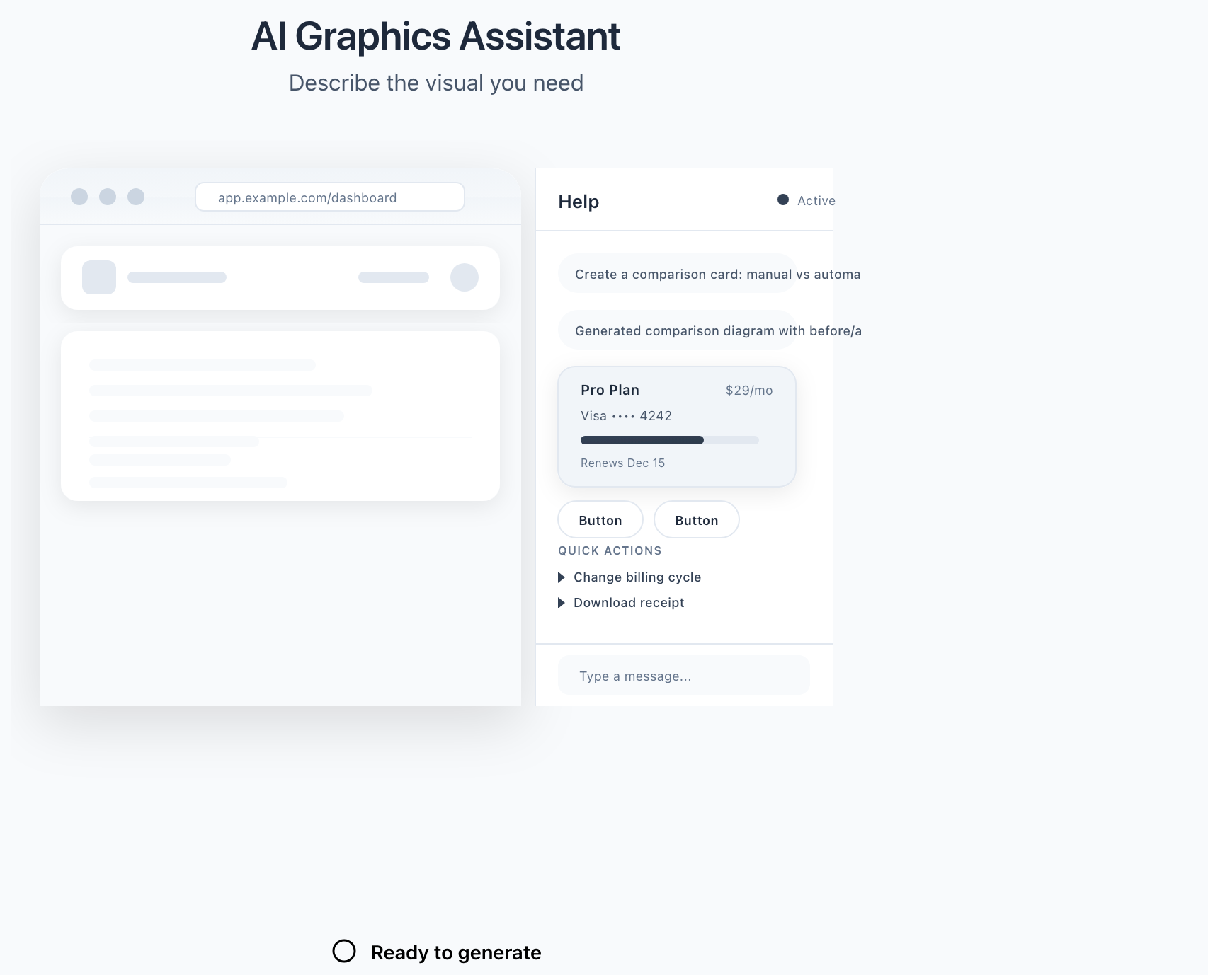 Wireframe chat panel mockup